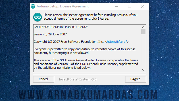 License Agreement of Arduino IDE